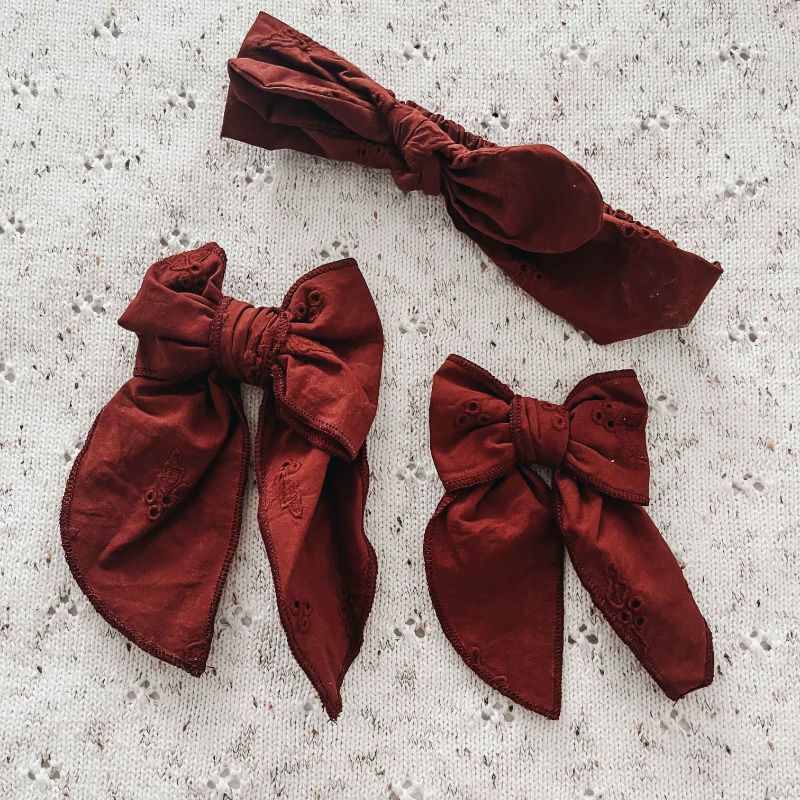 Holly Red Bows / Bowtie & Clips PRE ORDER-Bencer & Hazelnut-Clip Standard-Little Soldiers