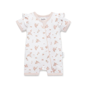 Blossom Zip Romper - White-Aster & Oak-000-Little Soldiers