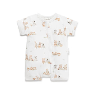 Teddy Picnic Zip Romper-Aster & Oak-0000-Little Soldiers