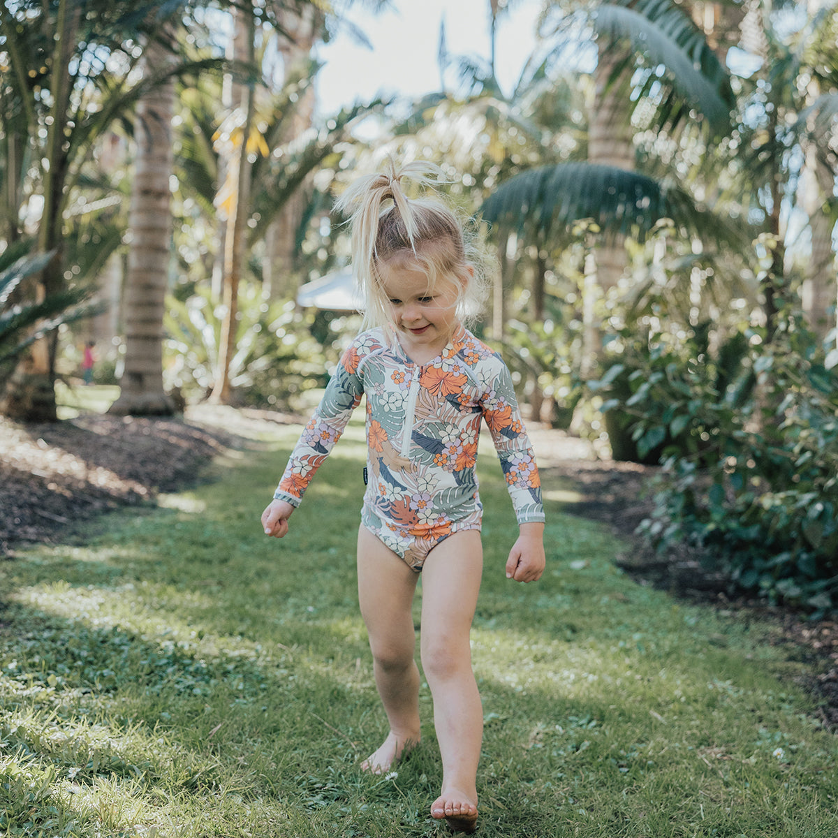 Long Sleeve Swimsuit - Tropical Floral - Little Soldiers