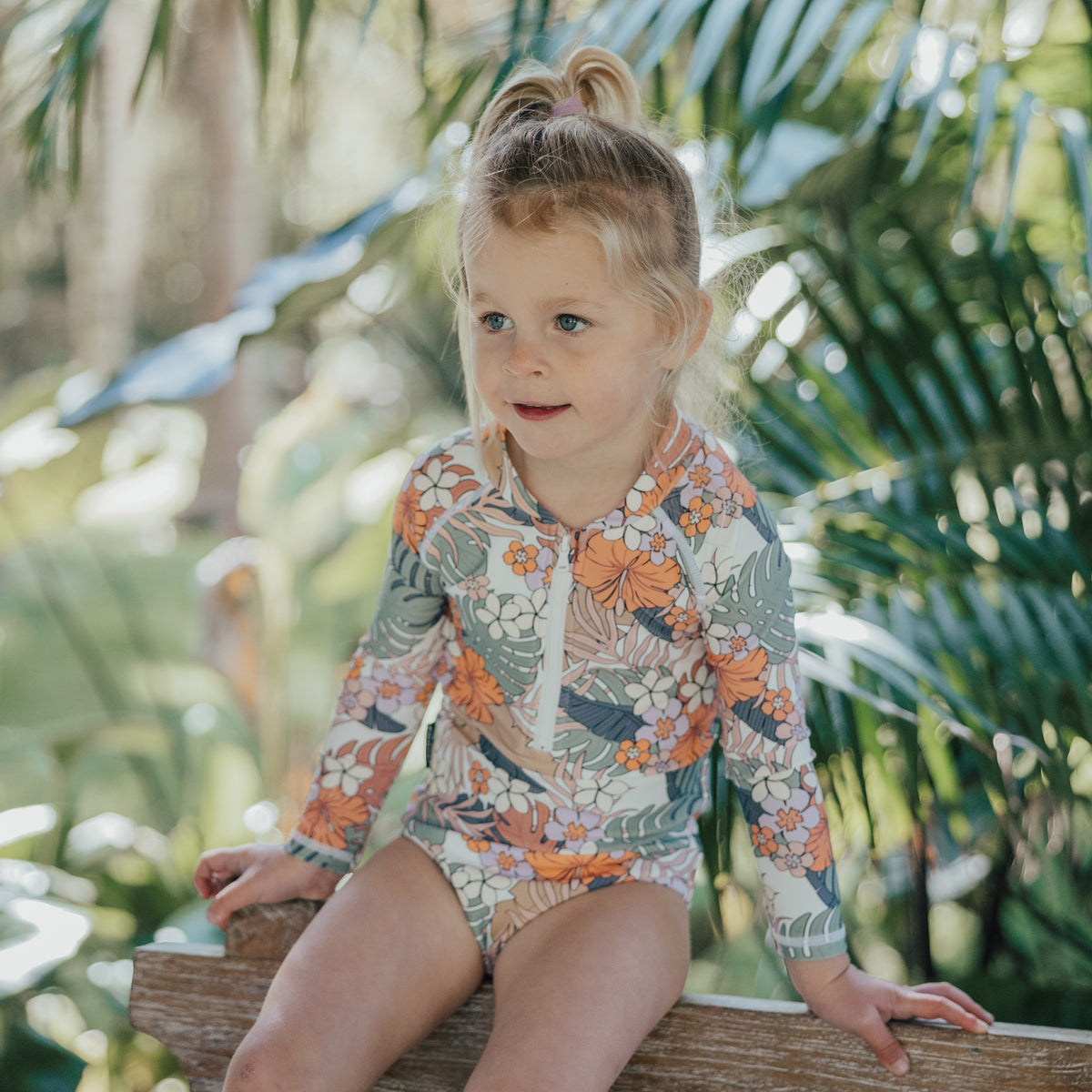 Long Sleeve Swimsuit Tropical Floral Little Soldiers