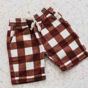 Gingham Denim Shorts PREORDER-Christmas Clothing-Bencer & Hazelnut-000-Little Soldiers