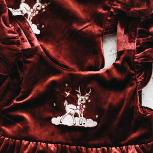 Red Velvet Prancer Playsuit/Dress PREORDER-Christmas Clothing-Bencer & Hazelnut-000 PLAYSUIT-Little Soldiers