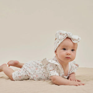 Secret Garden Zip Romper - White-Aster & Oak-0000-Little Soldiers